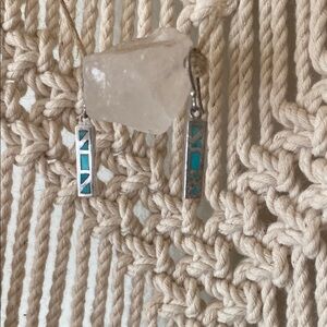 Silver and Turquoise Geometric Earrings